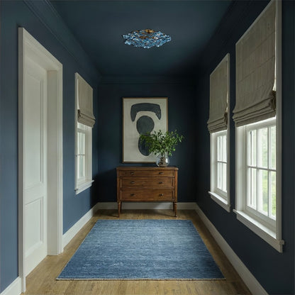 Crystorama Esme 6 Light 22.5" Semi Flush Mount, Aged Brass/Blue