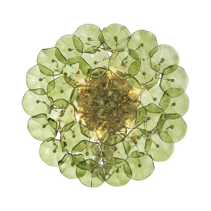 Crystorama Esme 6Lt 22.5" Semi Flush Mount, Aged Brass/Green