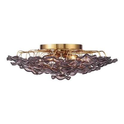 Crystorama Esme 6Lt 22.5" Semi Flush Mount, Aged Brass/Smoke