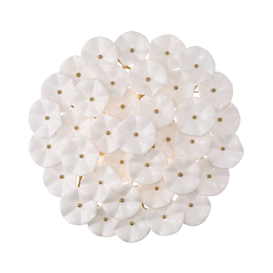 Crystorama Esme 6Lt 22.5" Semi Flush Mount, Aged Brass/White