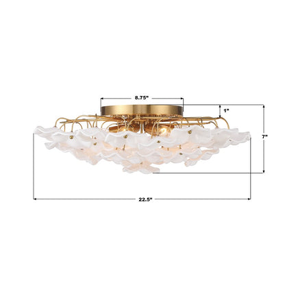 Crystorama Esme 6Lt 22.5" Semi Flush Mount, Aged Brass/White