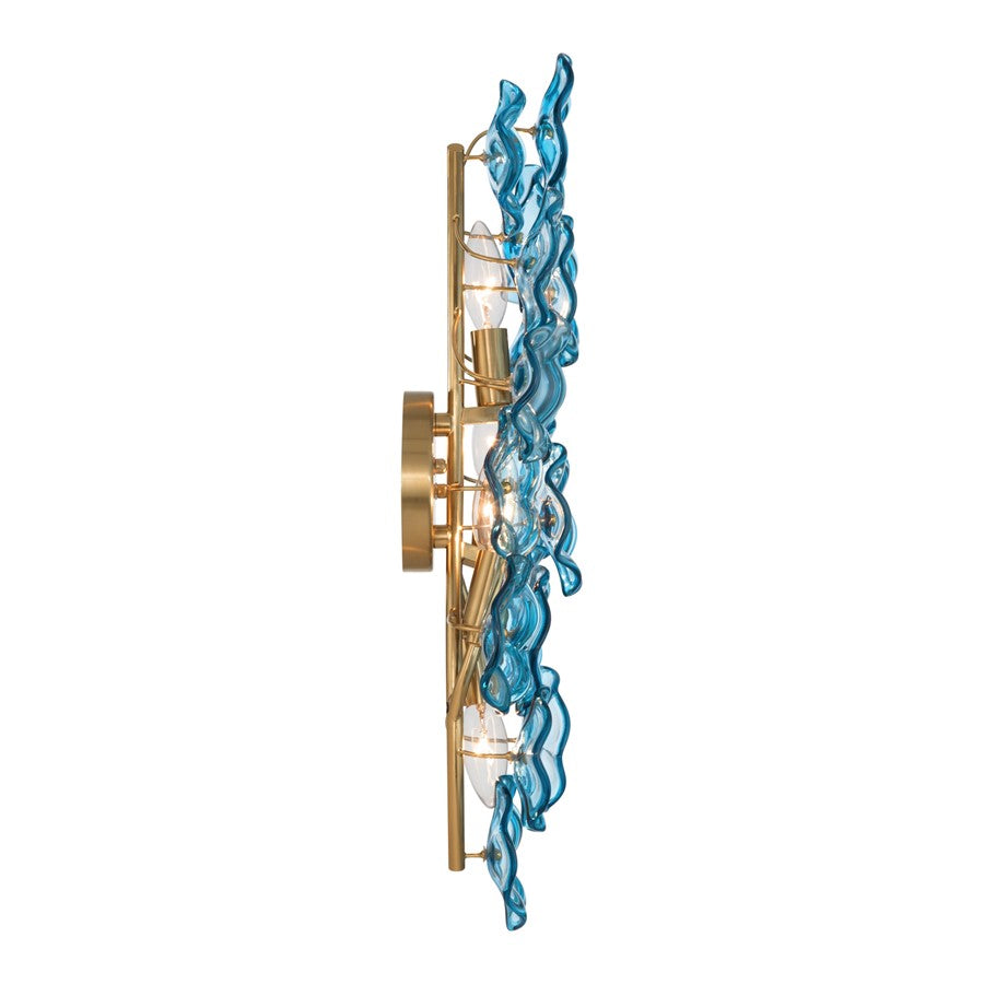 Crystorama Esme 4 Light 23" Sconce, Aged Brass/Blue