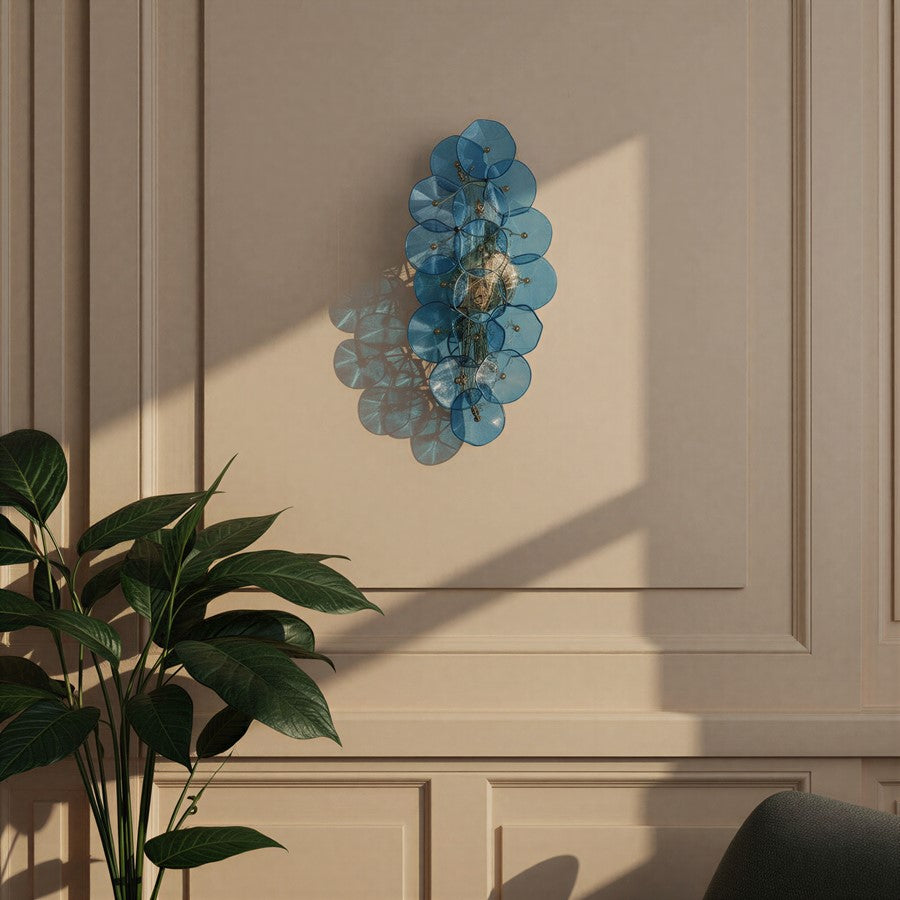 Crystorama Esme 4 Light 23" Sconce, Aged Brass/Blue
