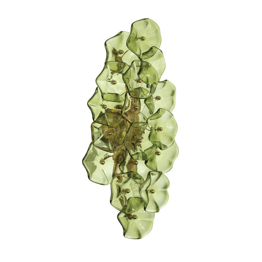 Crystorama Esme 4 Light 23" Sconce, Aged Brass/Green