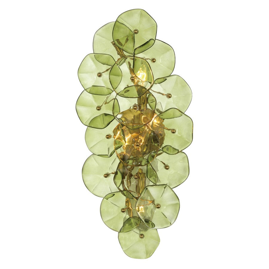 Crystorama Esme 4 Light 23" Sconce, Aged Brass/Green