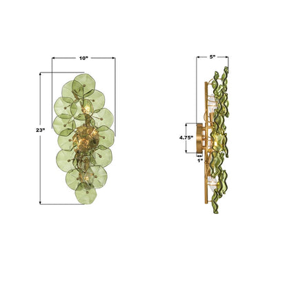 Crystorama Esme 4 Light 23" Sconce, Aged Brass/Green