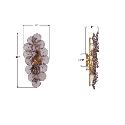 Crystorama Esme 4 Light 23" Sconce, Aged Brass/Smoke