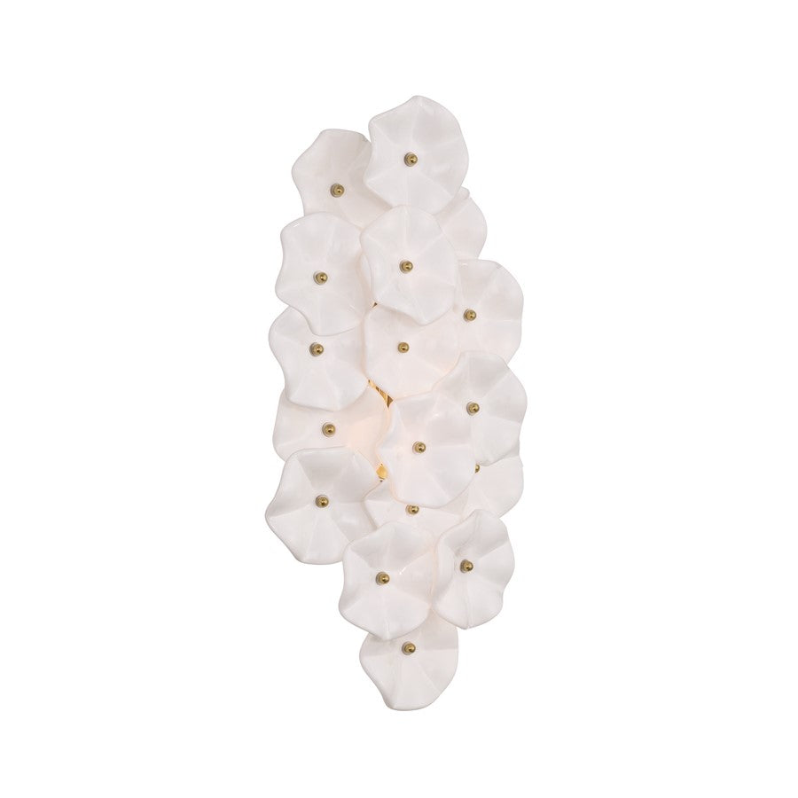 Crystorama Esme 4 Light 23" Sconce, Aged Brass/White - ESM-4001-AG-WH