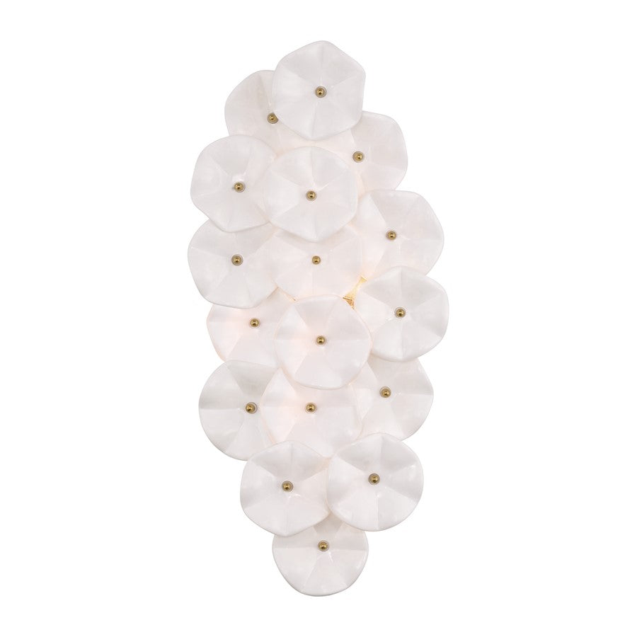 Crystorama Esme 4 Light 23" Sconce, Aged Brass/White