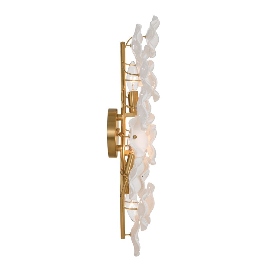 Crystorama Esme 4 Light 23" Sconce, Aged Brass/White
