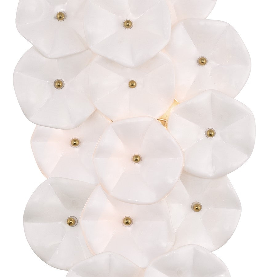 Crystorama Esme 4 Light 23" Sconce, Aged Brass/White