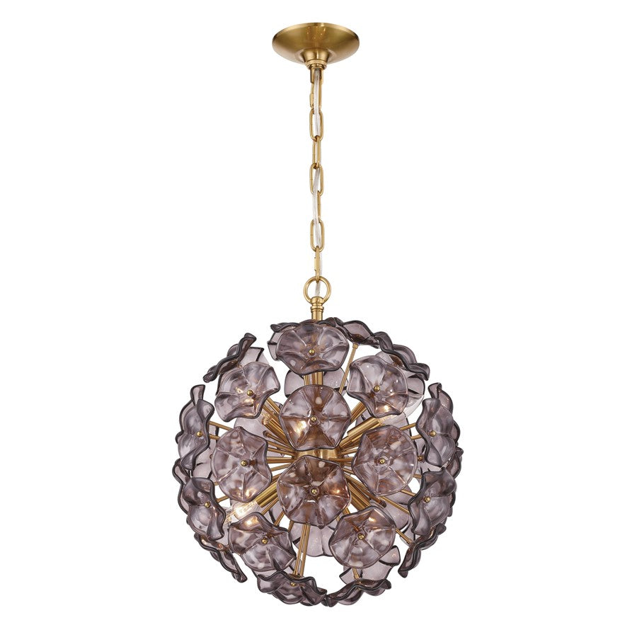 Crystorama Esme 6 Light 18.25" Chandelier, Aged Brass/Smoke - ESM-4005-AG-SM