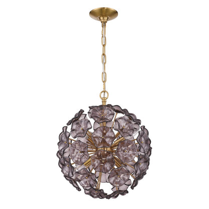 Crystorama Esme 6 Light 18.25" Chandelier, Aged Brass/Smoke