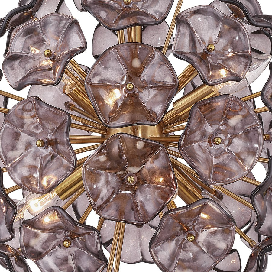 Crystorama Esme 6 Light 18.25" Chandelier, Aged Brass/Smoke