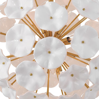 Crystorama Esme 9Lt Pendant, Brass/Floral Glass Petals White