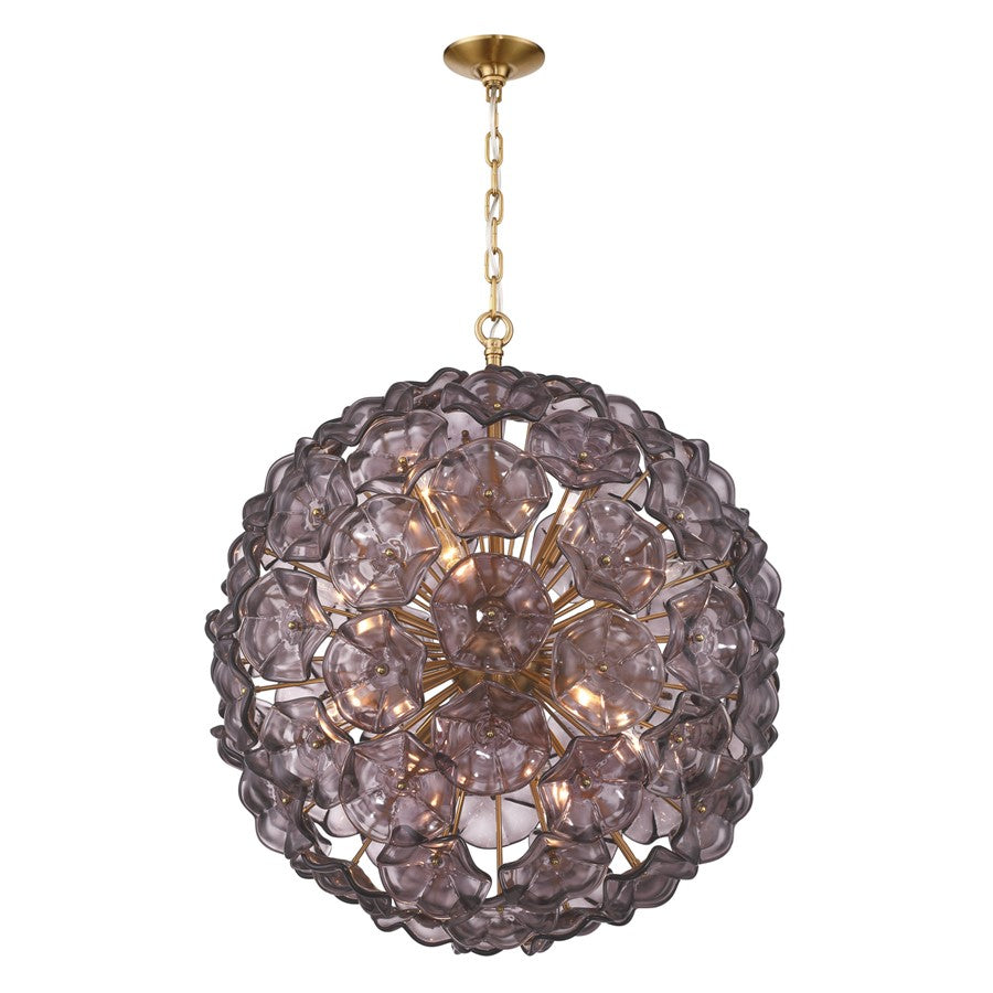 Crystorama Esme 12 Light 28" Chandelier, Aged Brass/Smoke - ESM-4009-AG-SM