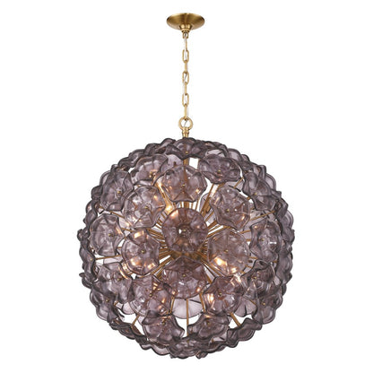 Crystorama Esme 12 Light 28" Chandelier, Aged Brass/Smoke - ESM-4009-AG-SM