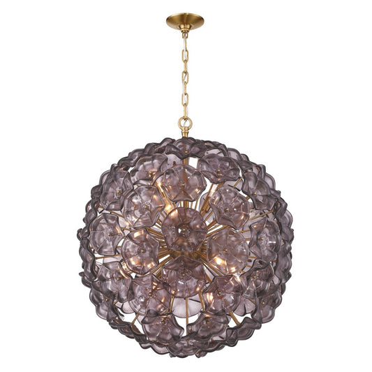 Crystorama Esme 12 Light 28" Chandelier, Aged Brass/Smoke - ESM-4009-AG-SM