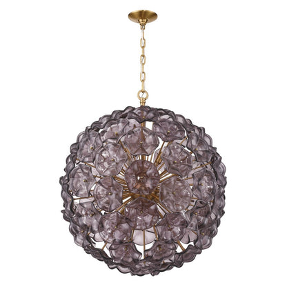 Crystorama Esme 12 Light 28" Chandelier, Aged Brass/Smoke