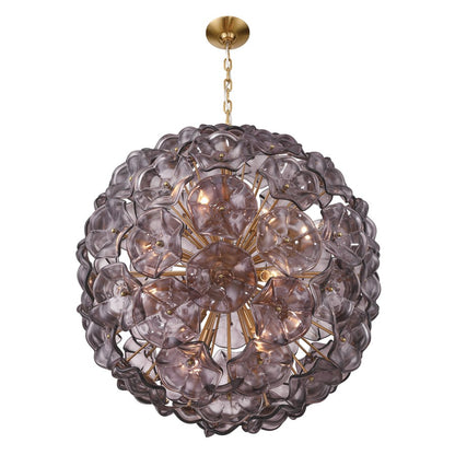 Crystorama Esme 12 Light 28" Chandelier, Aged Brass/Smoke