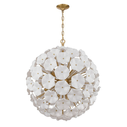 Crystorama Esme 12 Light 28" Chandelier, Aged Brass/White