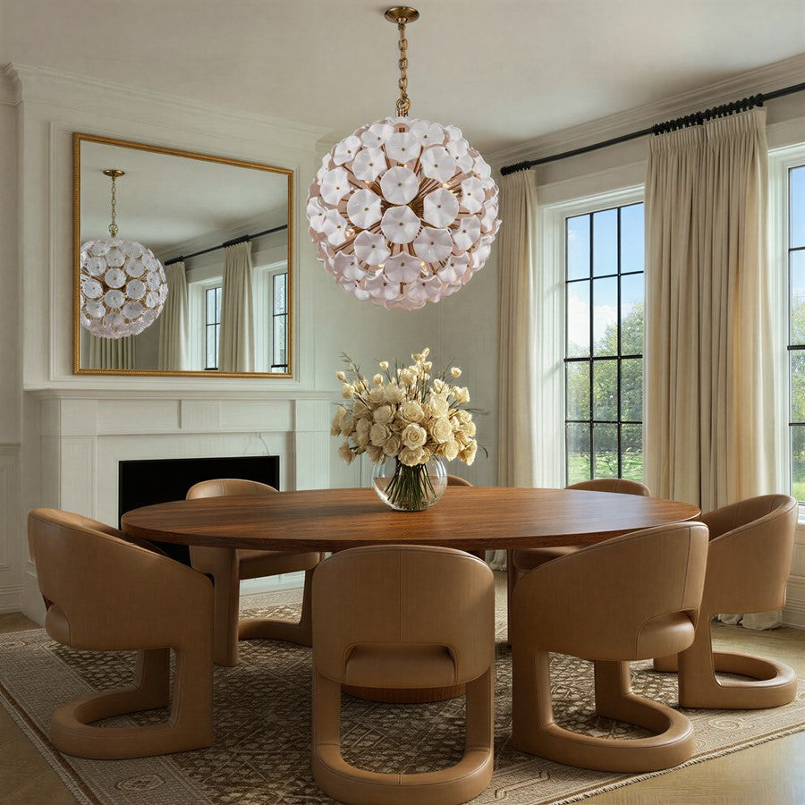 Crystorama Esme 12 Light 28" Chandelier, Aged Brass/White