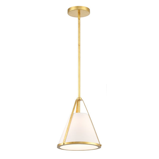 Crystorama Fulton 1 Light Mini Pendant, Antique Gold/White - FUL-900-GA