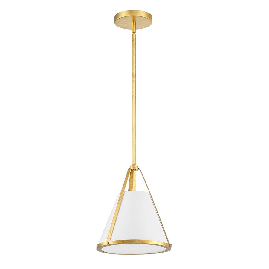 1 Light Pendant, Antique Gold/White