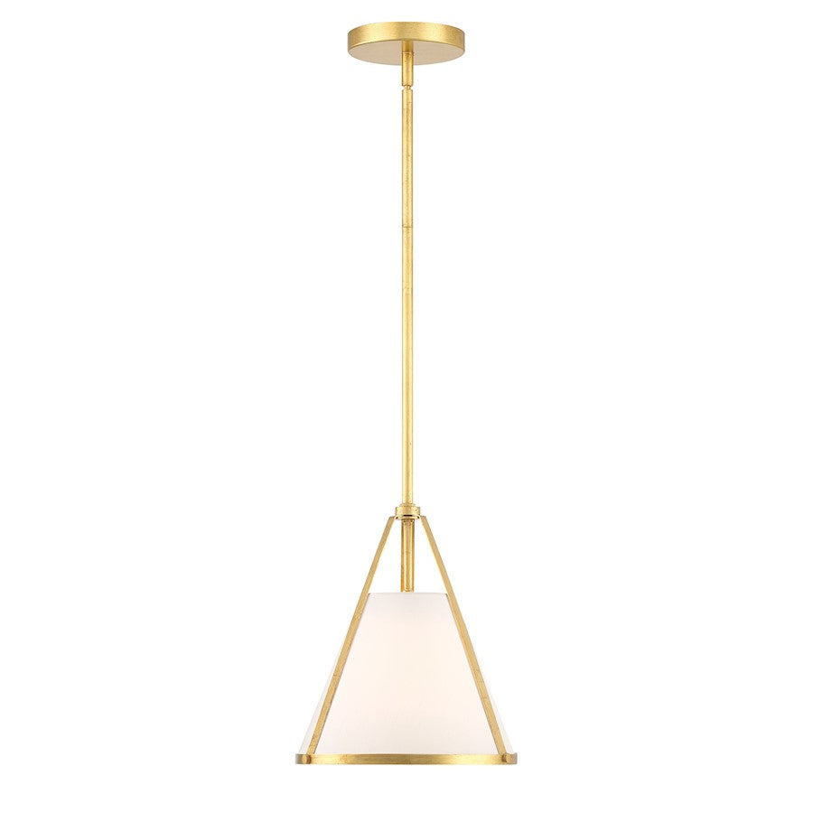 1 Light Pendant, Antique Gold/White