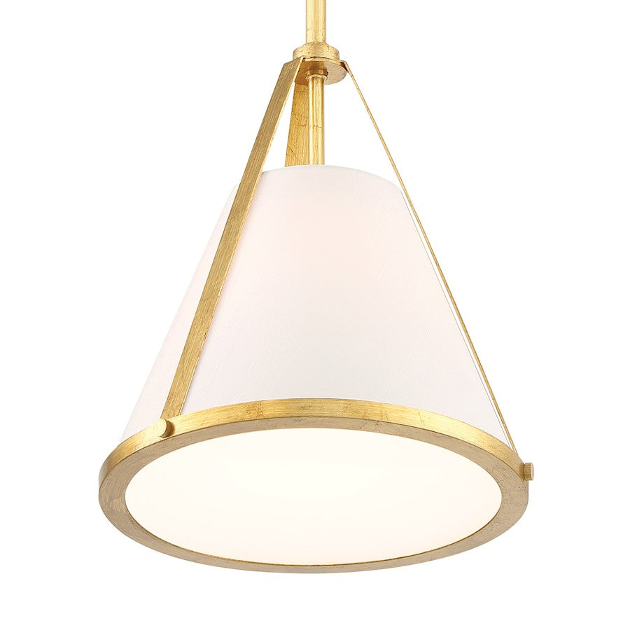 1 Light Pendant, Antique Gold/White