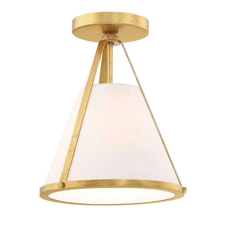 Crystorama Fulton 1 Light Semi Flush Mount, Gold/White - FUL-900-GA-CEILING