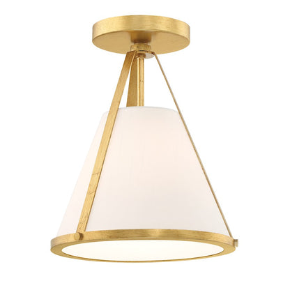 Crystorama Fulton 1 Light Semi Flush Mount, Gold/White - FUL-900-GA-CEILING