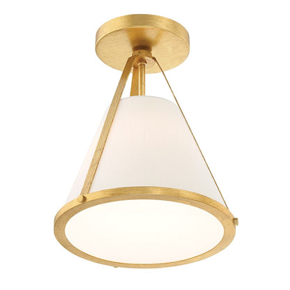 Crystorama Fulton 1 Light Flush/Semi Flush, Gold/White