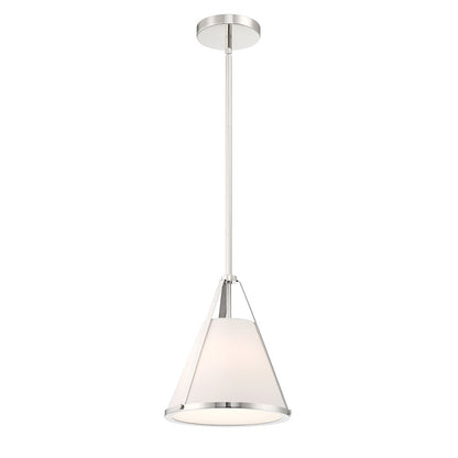 Crystorama Fulton 1 Light Mini Pendant, Polished Nickel/White - FUL-900-PN