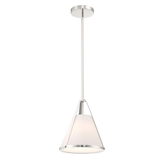 Crystorama Fulton 1 Light Mini Pendant, Polished Nickel/White - FUL-900-PN