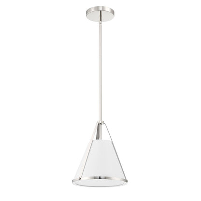 Crystorama Fulton 1 Light Mini Pendant, Polished Nickel/White