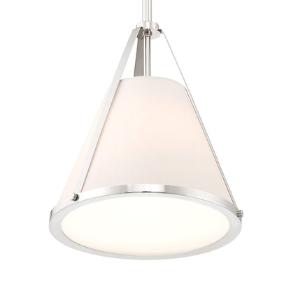 Crystorama Fulton 1 Light Mini Pendant, Polished Nickel/White