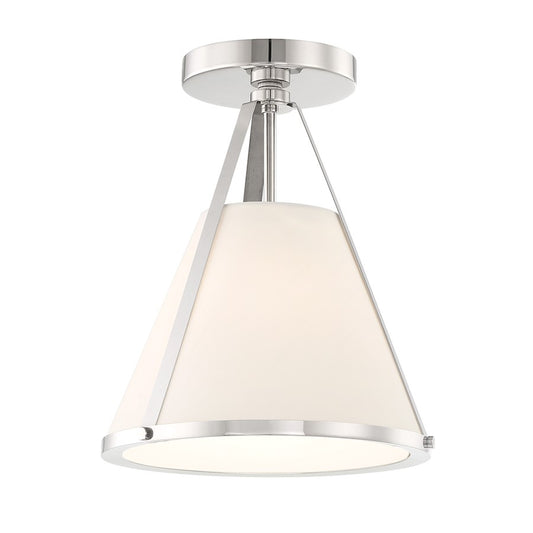 Crystorama Fulton 1 Light Flush/Semi Flush, Nickel/White - FUL-900-PN-CEILING