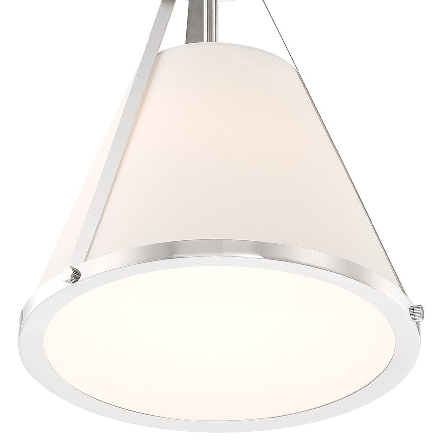 Crystorama Fulton 1 Light Semi Flush Mount, Nickel/White