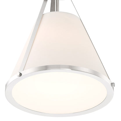 Crystorama Fulton 1 Light Semi Flush Mount, Nickel/White