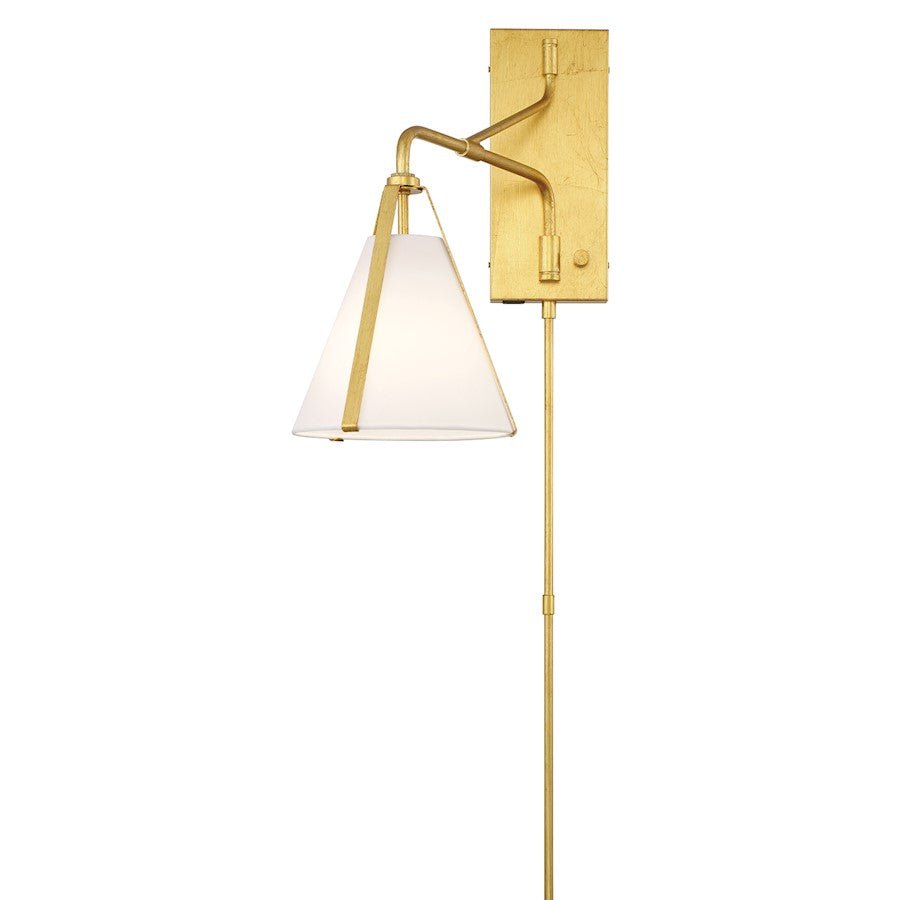 Crystorama Fulton 1 Light Task Sconce, Antique Gold/White