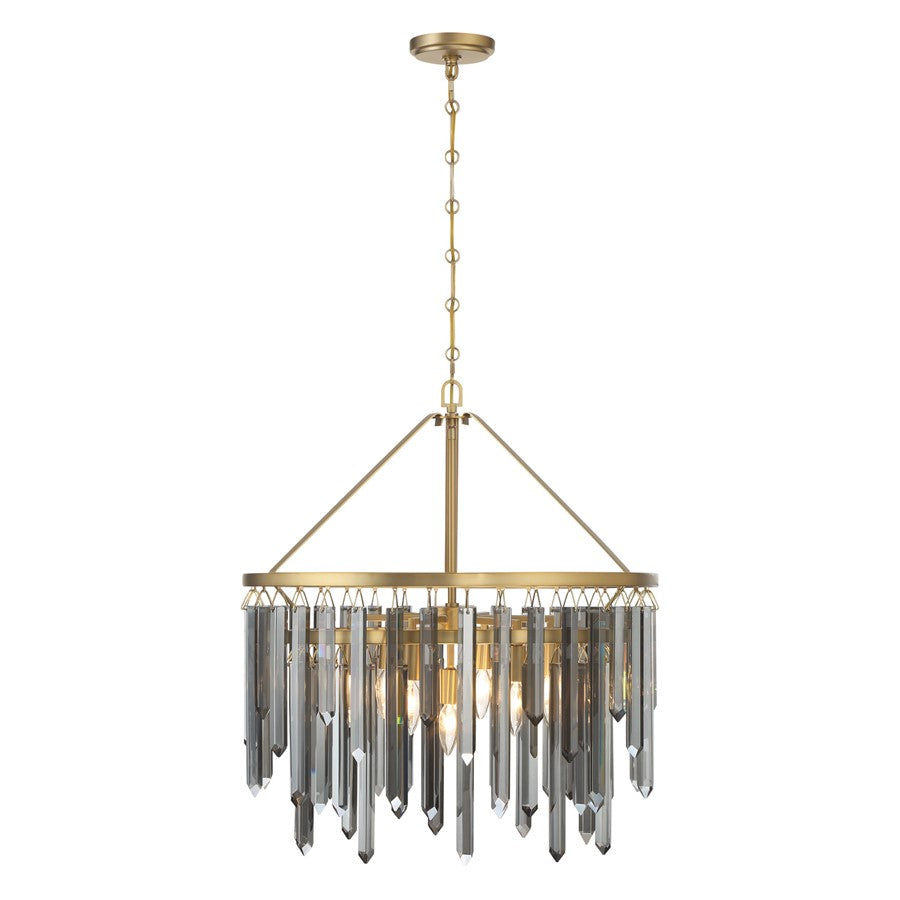 Crystorama Gemma 7 Light 24" Chandelier, Modern Gold/Silver