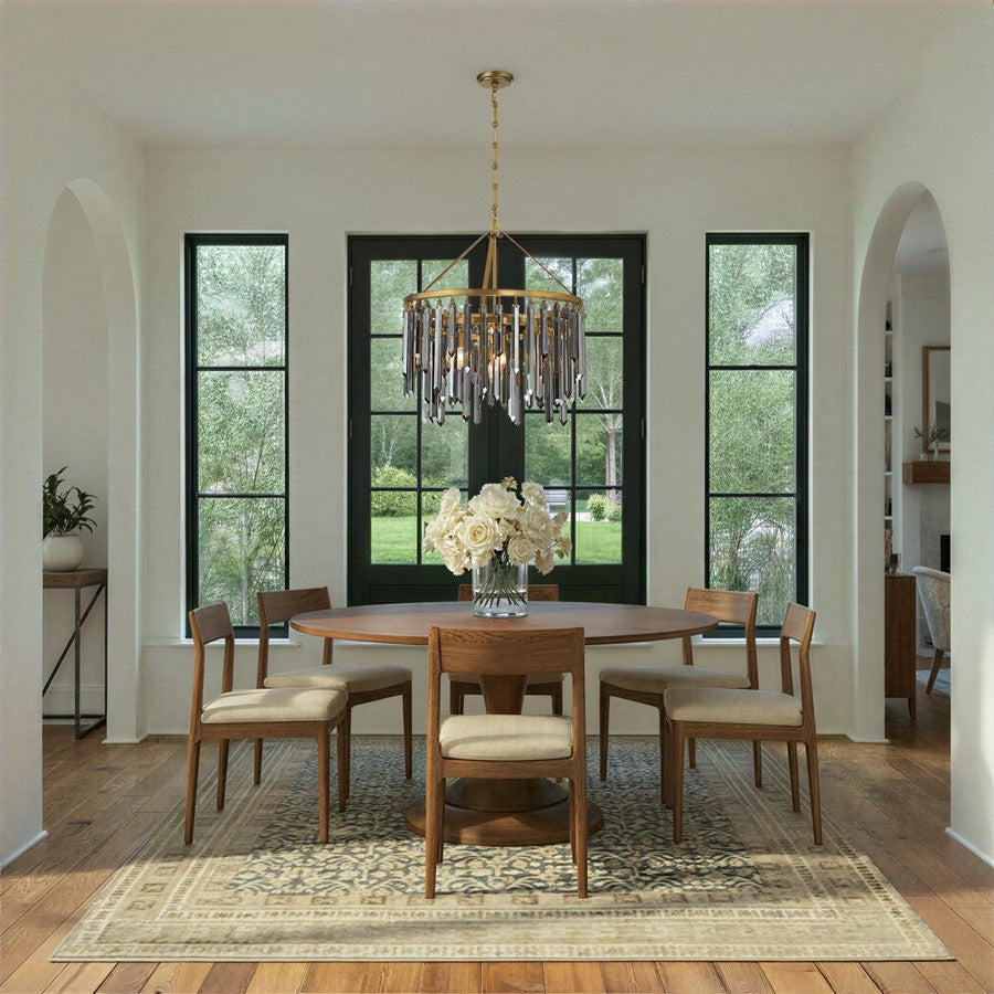 Crystorama Gemma 7 Light 24" Chandelier, Modern Gold/Silver