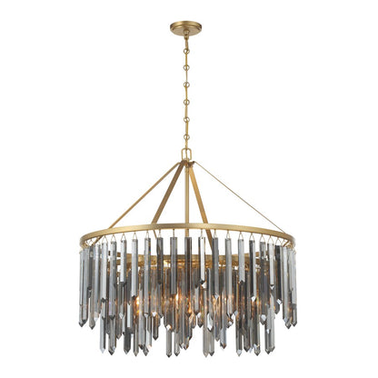 Crystorama Gemma 9 Light 32" Chandelier, Modern Gold/Silver - GEM-7005-MG-SS