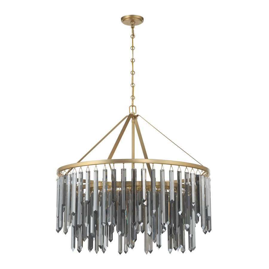 Crystorama Gemma 9 Light 32" Chandelier, Modern Gold/Silver