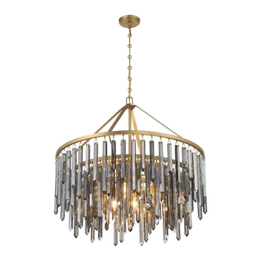 Crystorama Gemma 9 Light 32" Chandelier, Modern Gold/Silver