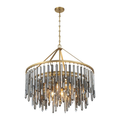 Crystorama Gemma 9 Light 32" Chandelier, Modern Gold/Silver