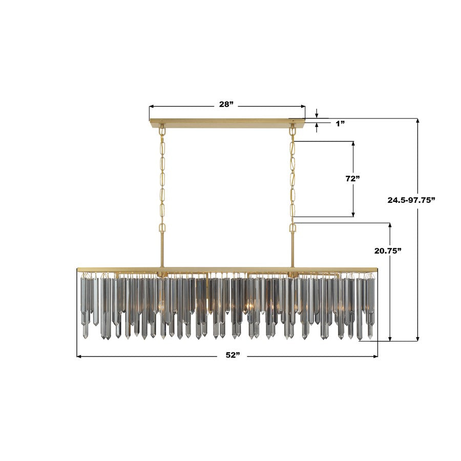 Crystorama Gemma 6 Light 52" Chandelier, Modern Gold/Silver