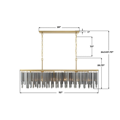 Crystorama Gemma 6 Light 52" Chandelier, Modern Gold/Silver