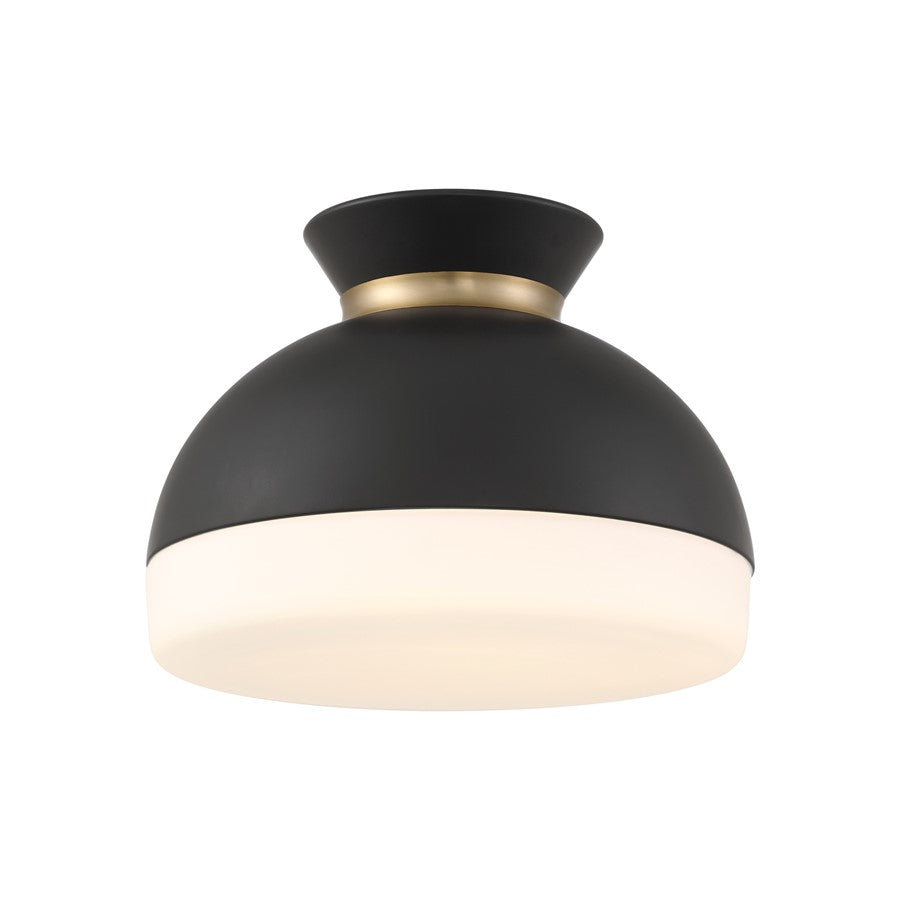 Crystorama Gidget 2Lt 15" Flush Mount, Black/Gold/Etched Opal - GID-4003-MK-VG